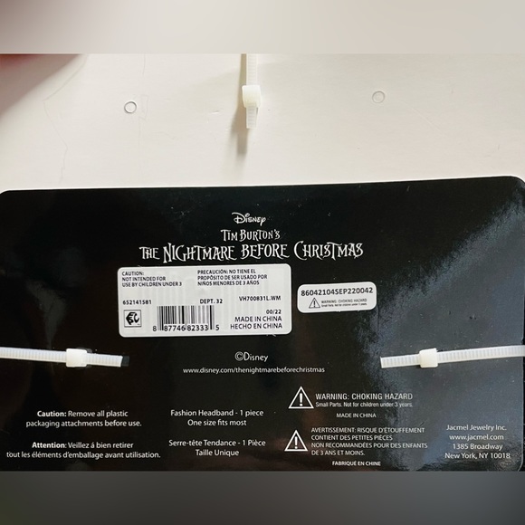 Disney Nightmare Before Christmas Headband with bow black NWT jack skelington - Picture 5 of 5